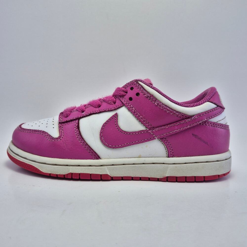 NIKE “Dunk Low BP”  White/Active Fuchsia Youth Shoes Size 2Y